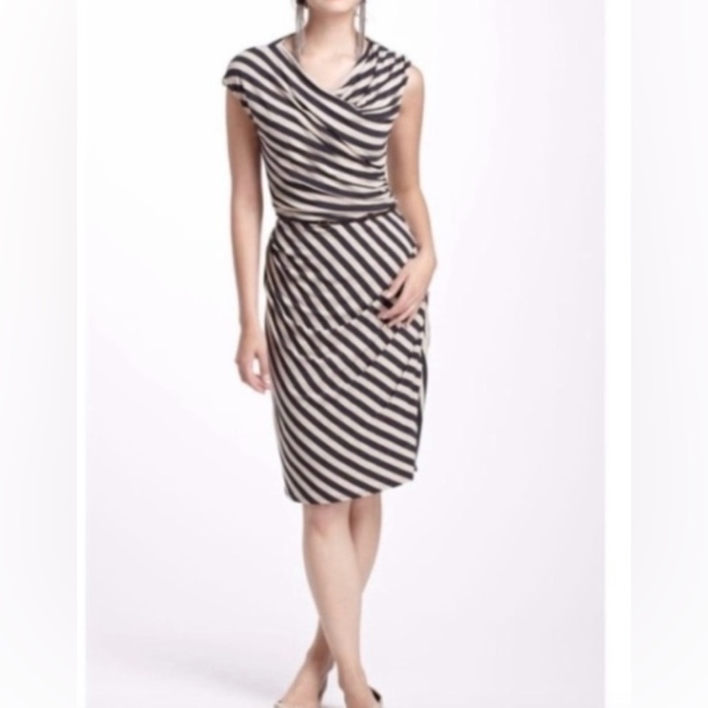 Anthropologie Bordeaux Striped Jersey Dress Small S